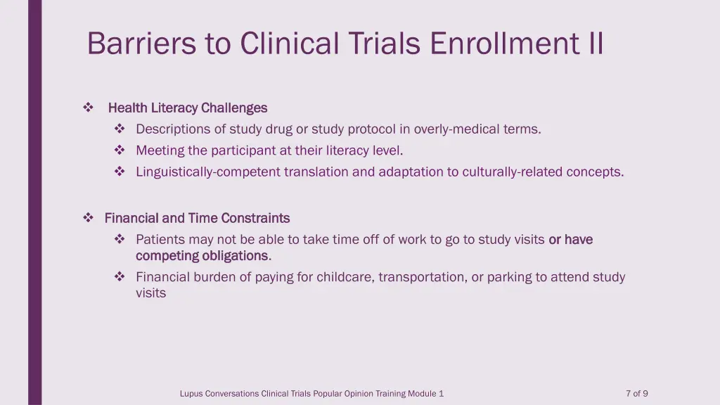 barriers to clinical trials enrollment ii