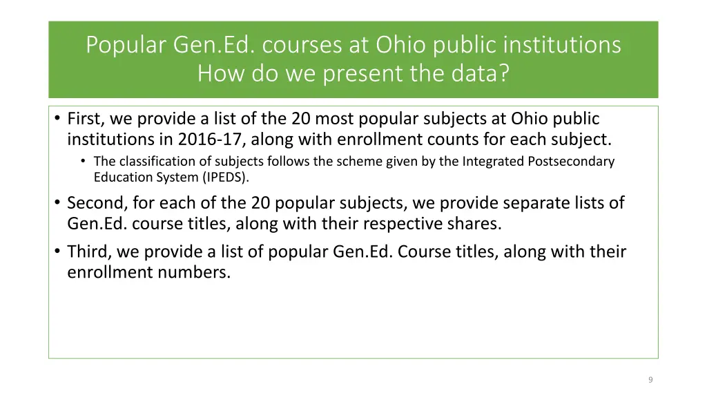 popular gen ed courses at ohio public