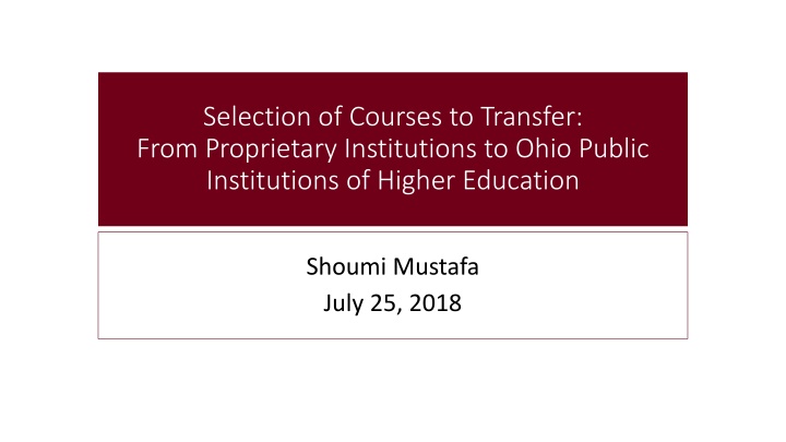 selection of courses to transfer from proprietary