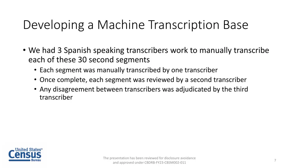 developing a machine transcription base 2