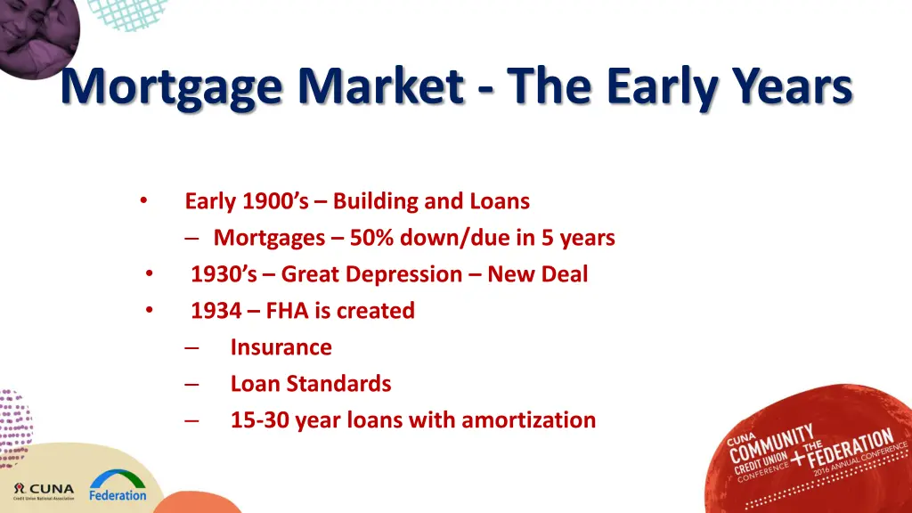 mortgage market the early years