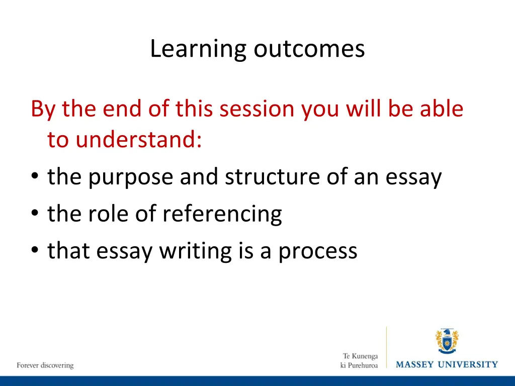 learning outcomes