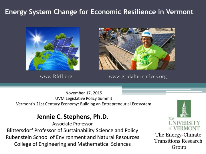 energy system change for economic resilience