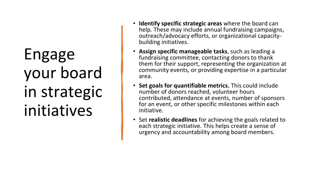 identify specific strategic areas where the board