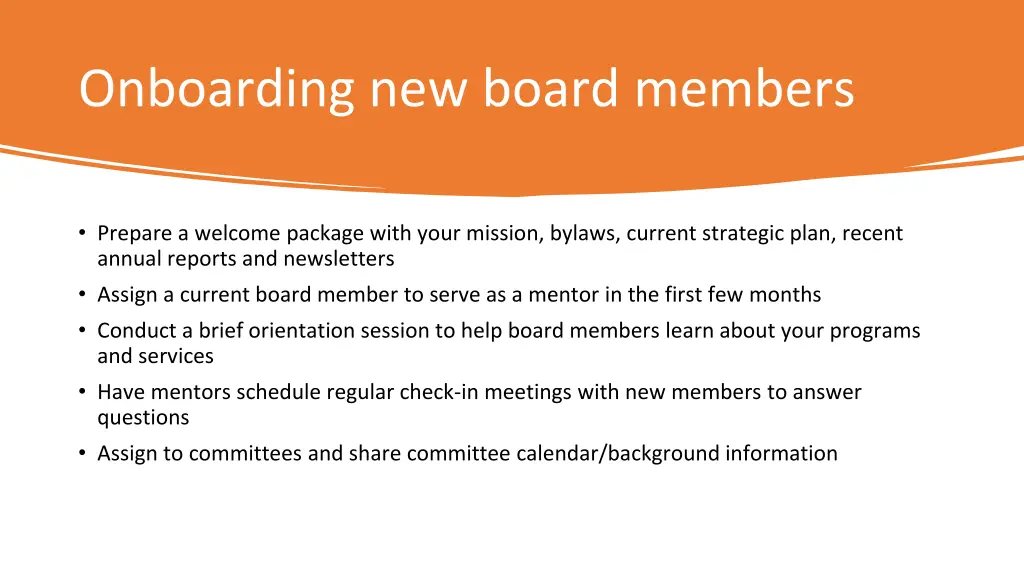 onboarding new board members