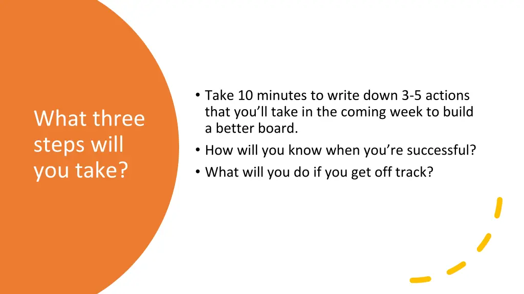 take 10 minutes to write down 3 5 actions that