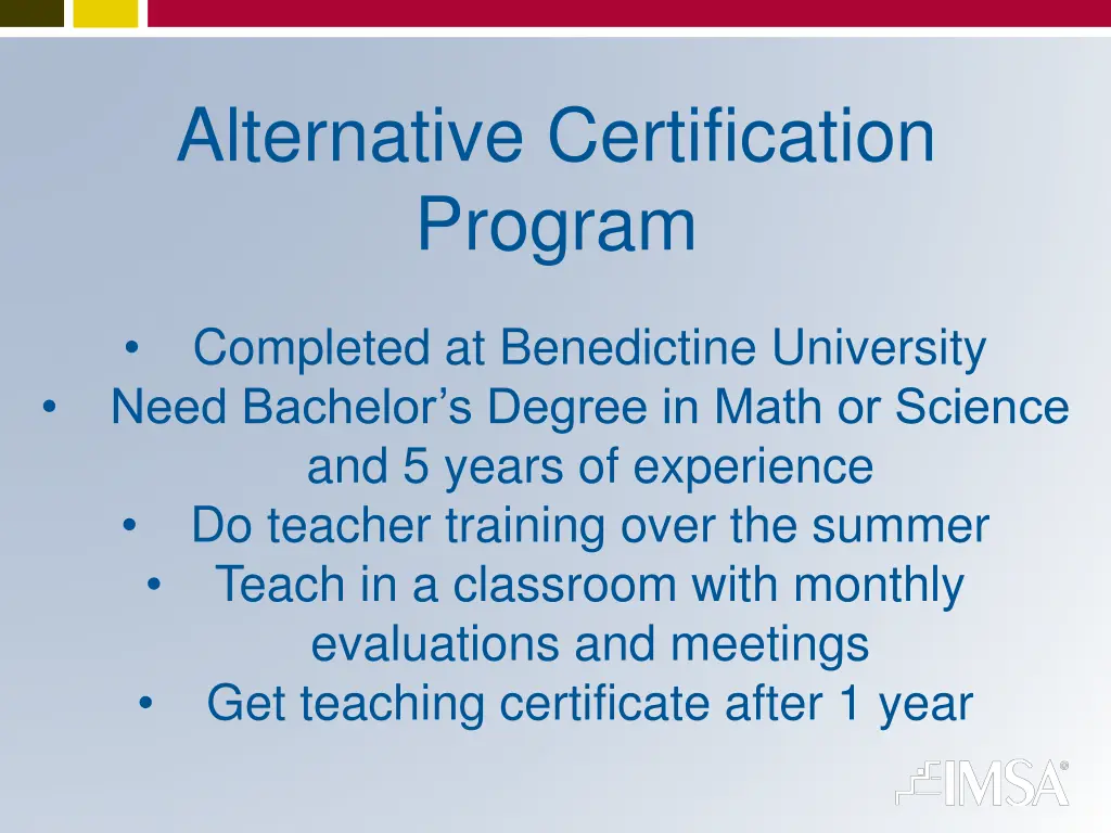 alternative certification program