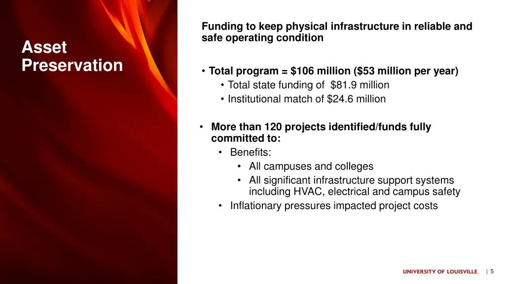 funding to keep physical infrastructure