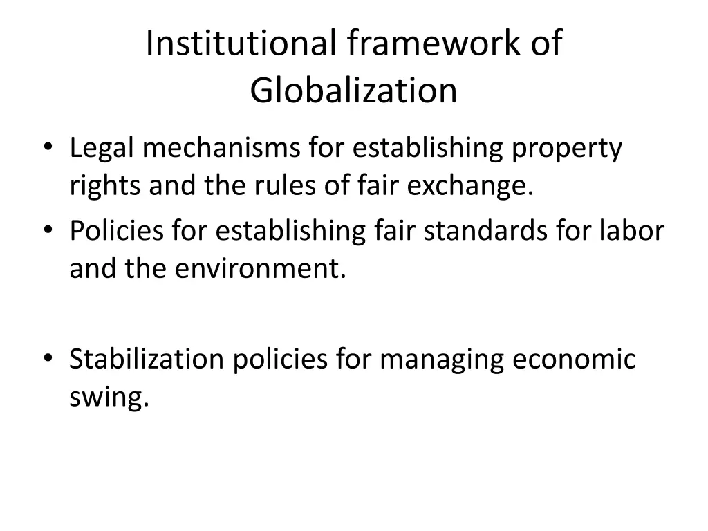 institutional framework of globalization