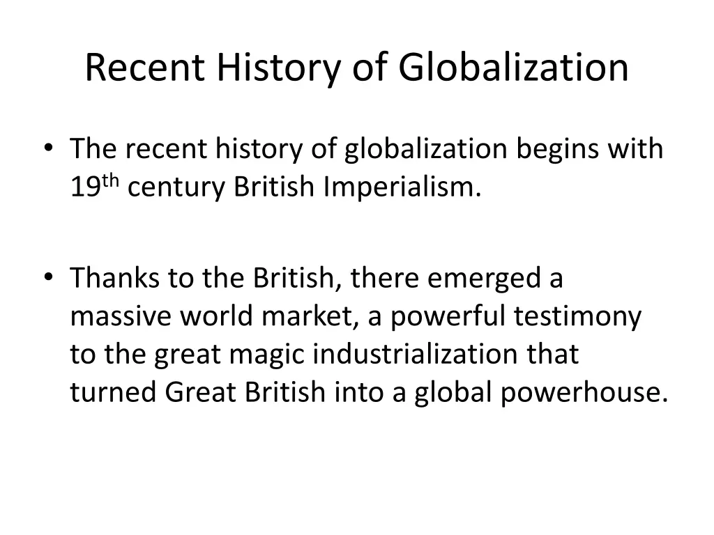 recent history of globalization