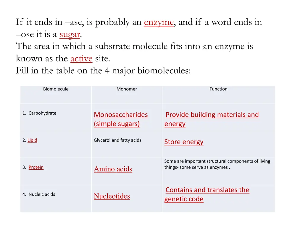 if it ends in ase is probably an enzyme