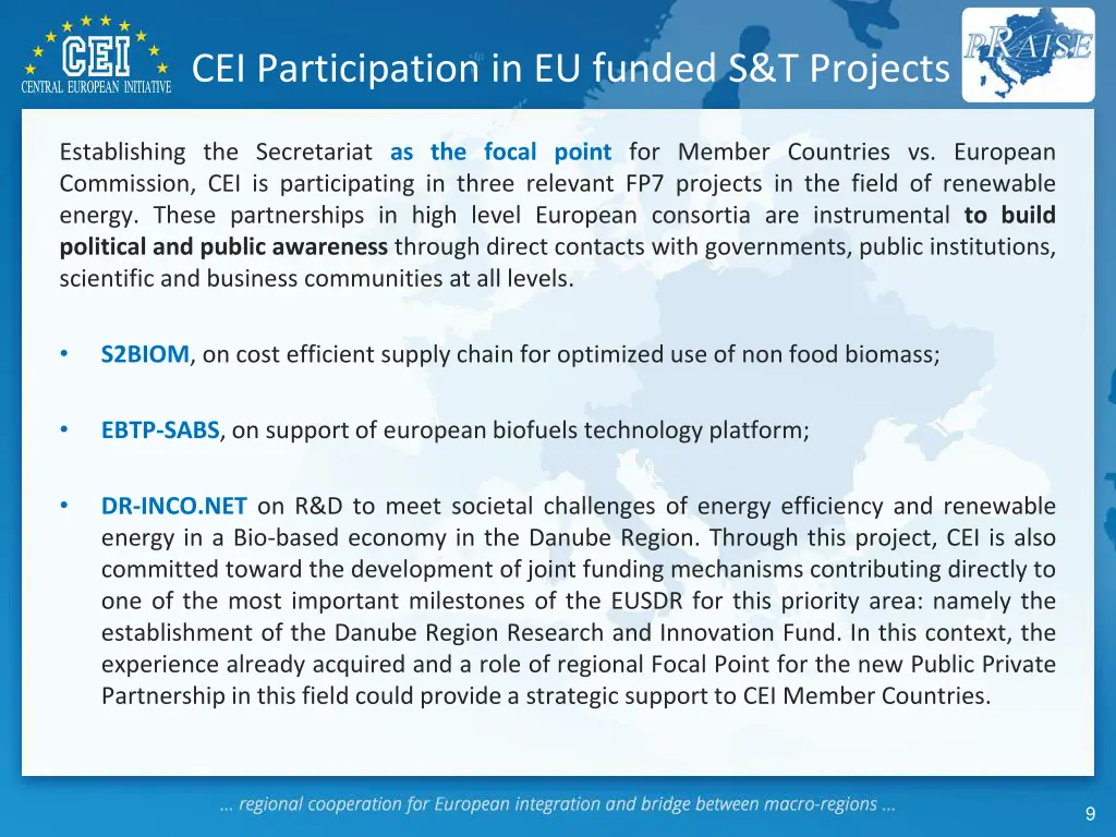 cei participation in eu funded s t projects