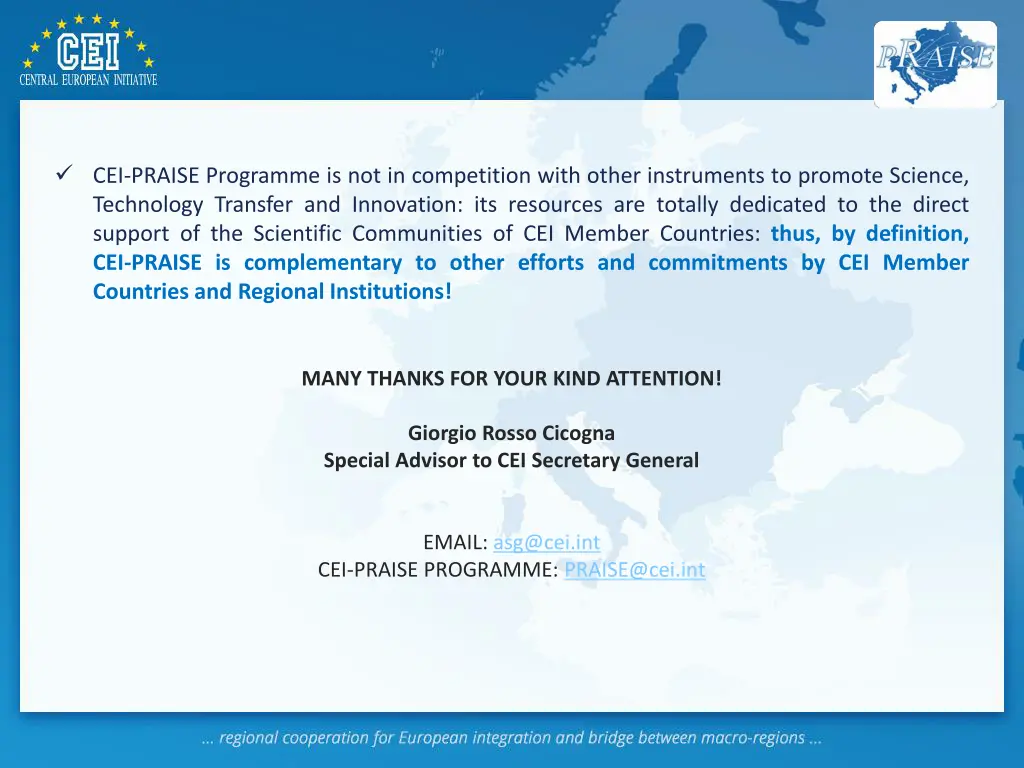 cei praise programme is not in competition with