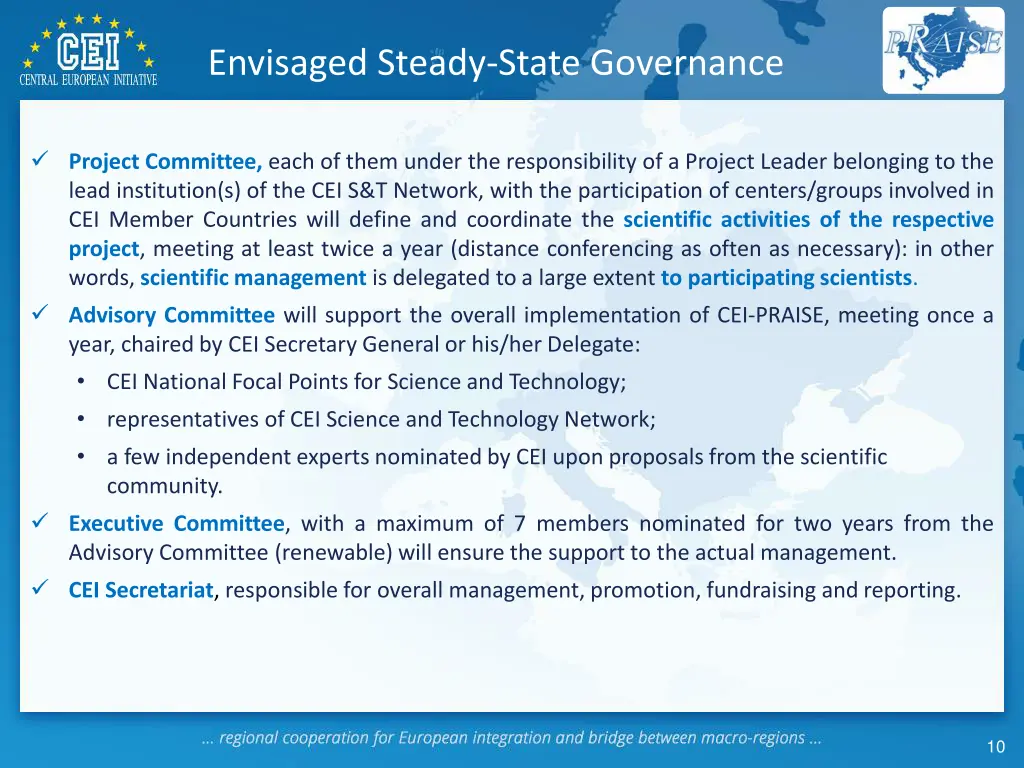 envisaged steady state governance