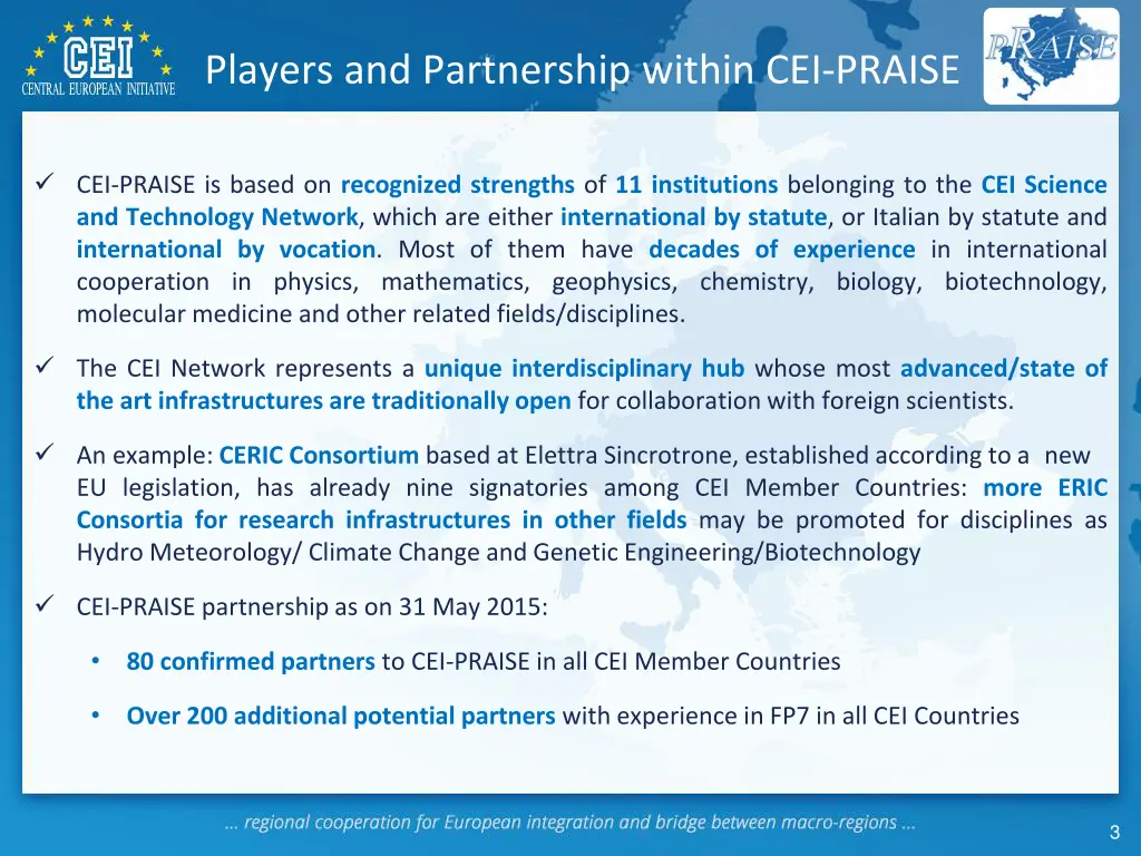 players and partnership within cei praise