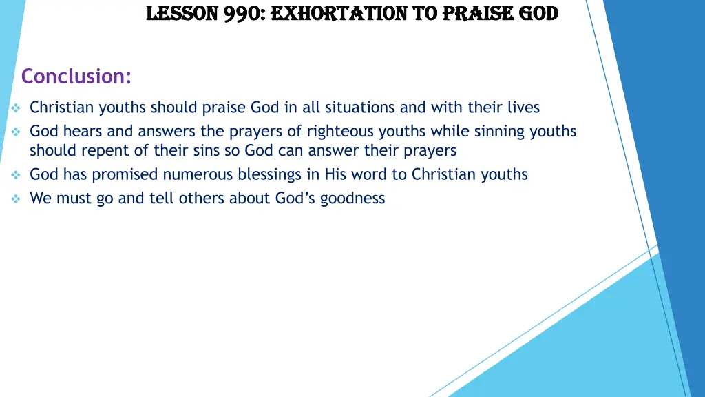 lesson 990 exhortation to praise god lesson 6