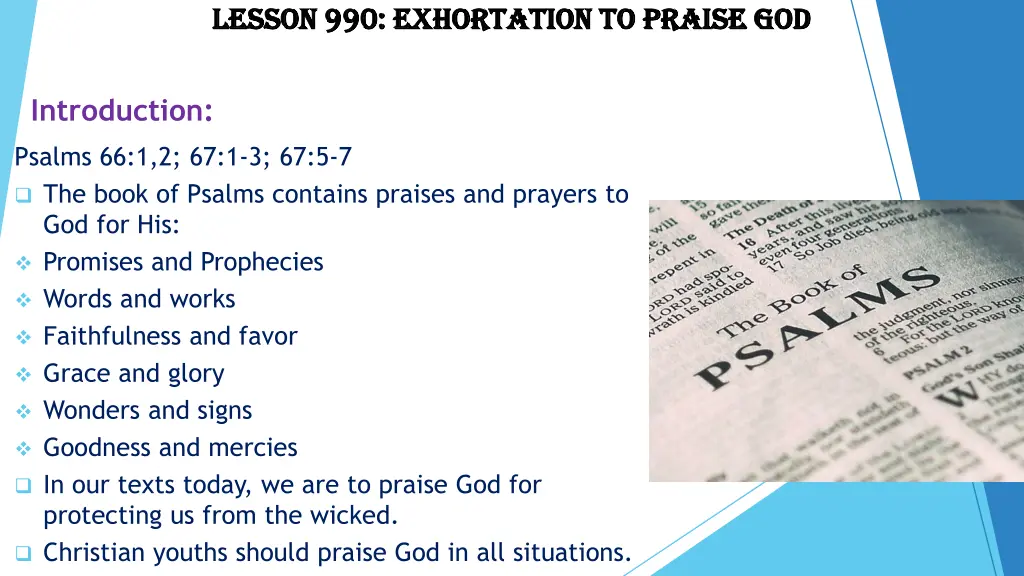 lesson 990 exhortation to praise god lesson