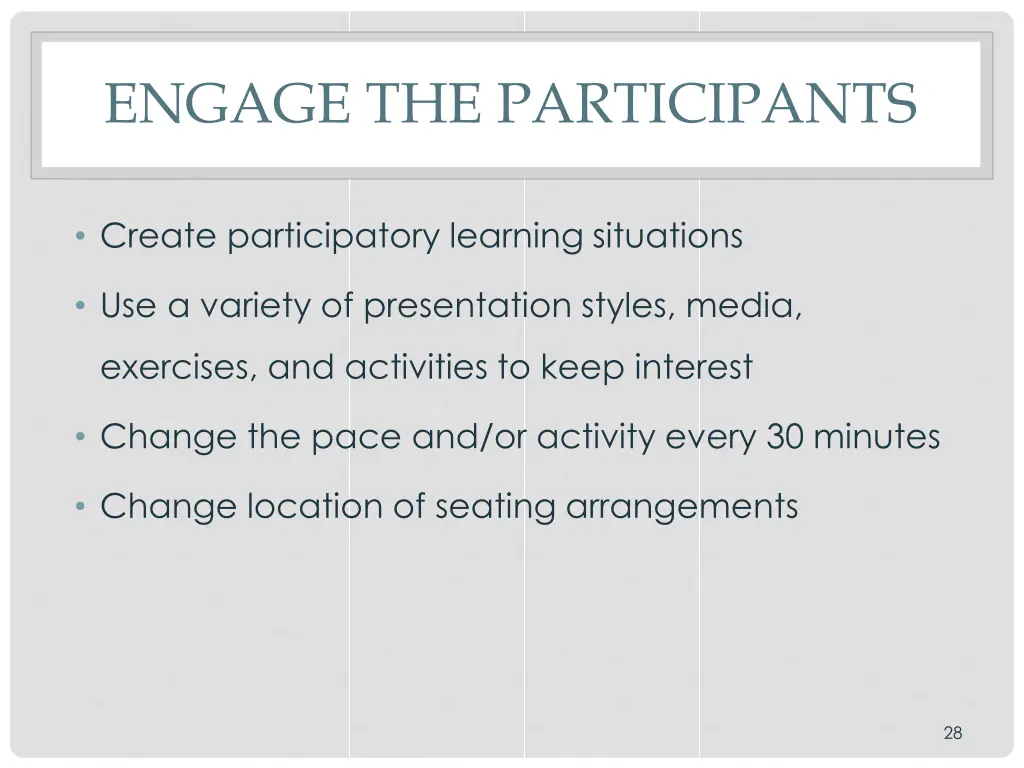 engage the participants 1