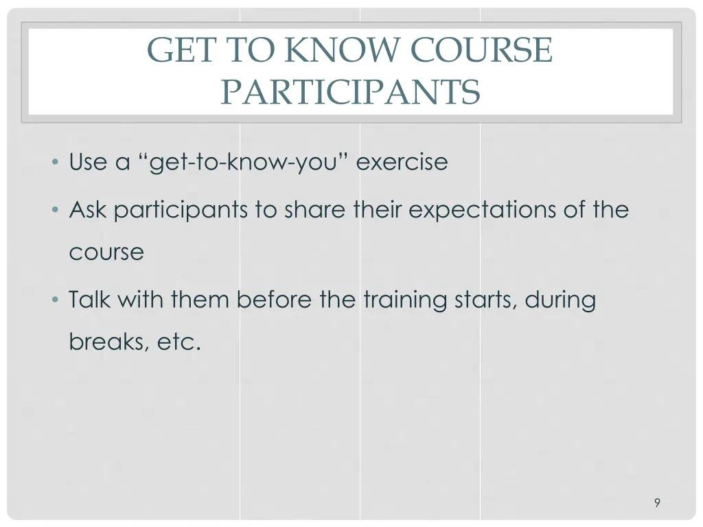 get to know course participants