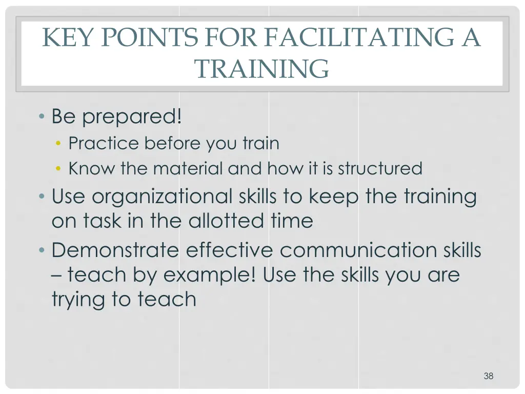 key points for facilitating a training