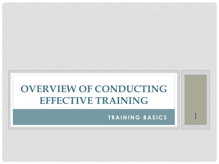 overview of conducting effective training