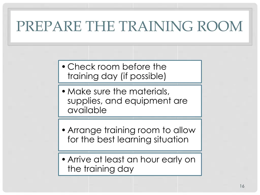 prepare the training room