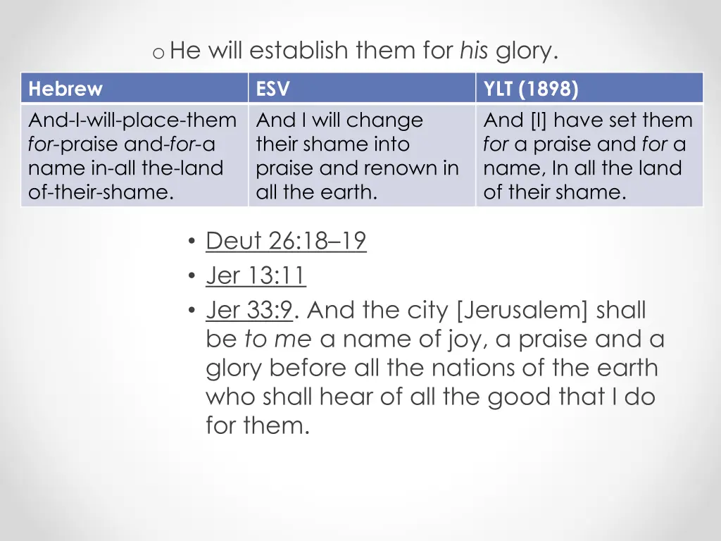 o he will establish them for his glory 2