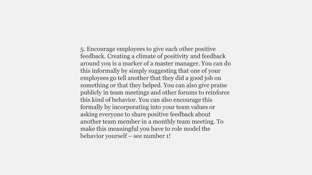 5 encourage employees to give each other positive