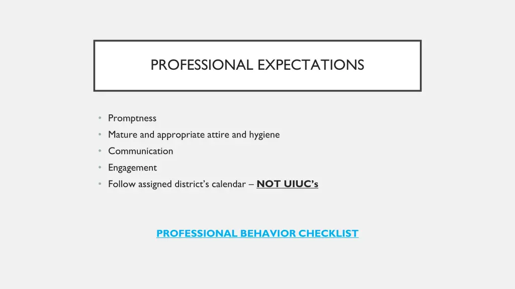 professional expectations