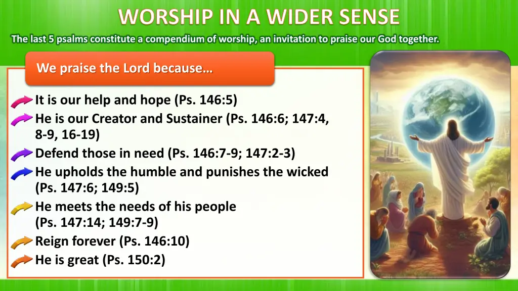 worship in a wider sense the last 5 psalms