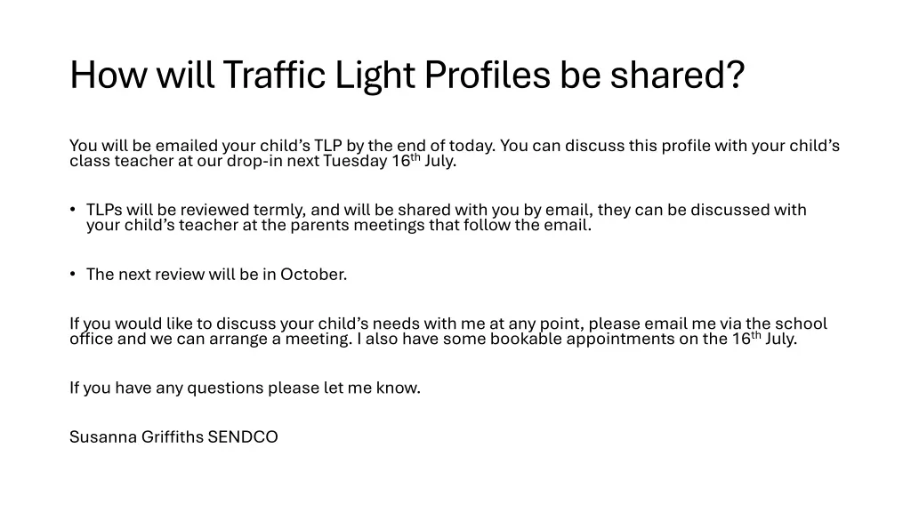 how will traffic light profiles be shared