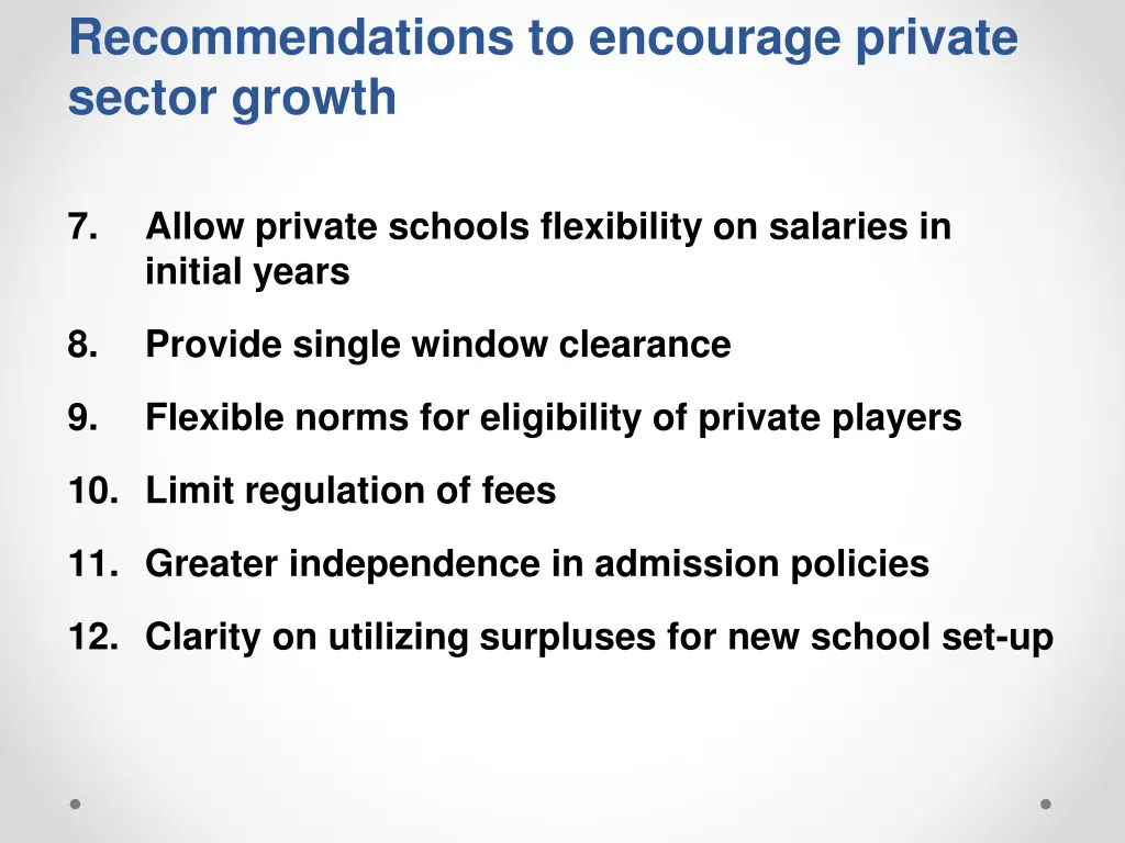 recommendations to encourage private sector growth 1