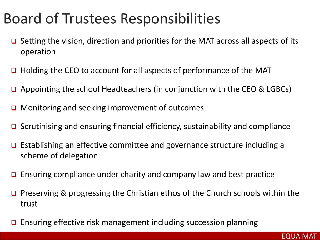 board of trustees responsibilities