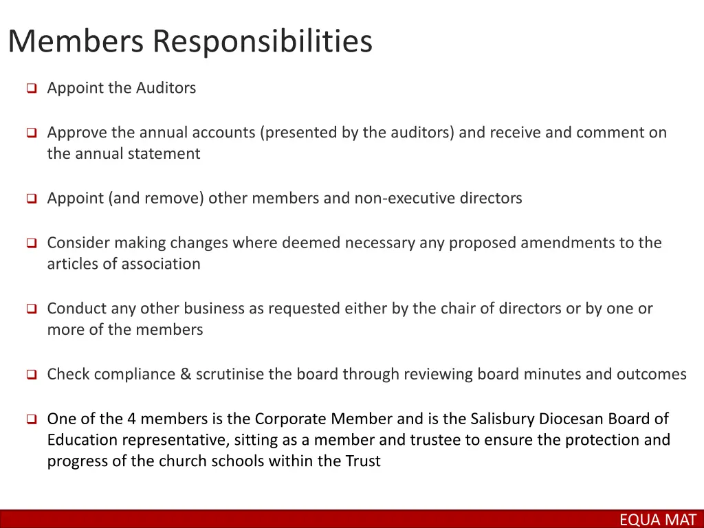 members responsibilities