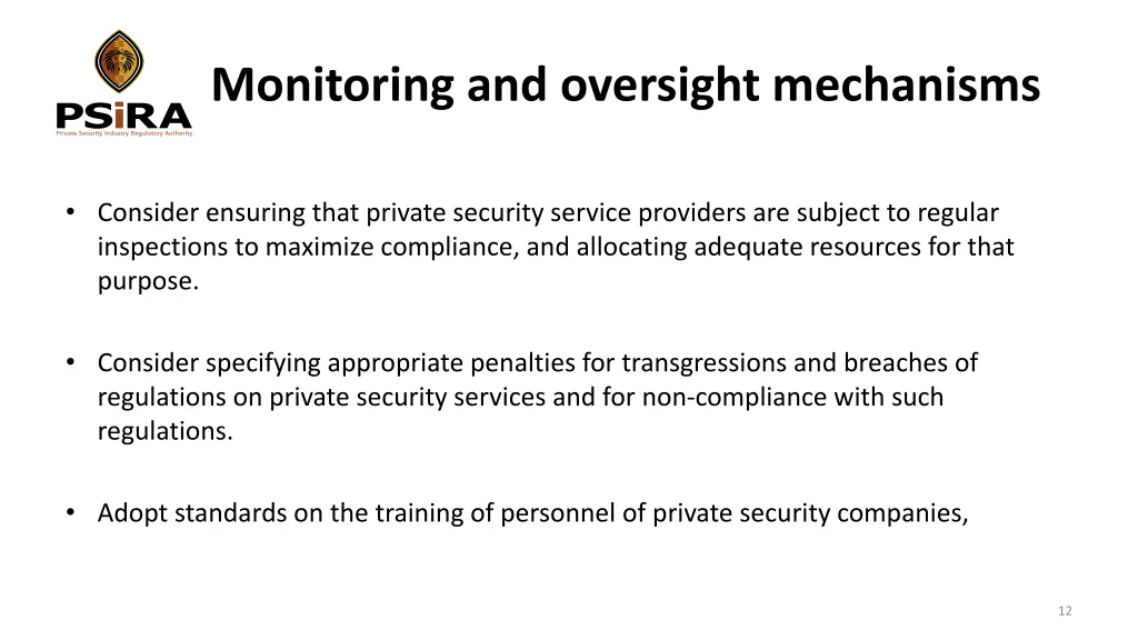 monitoring and oversight mechanisms 1