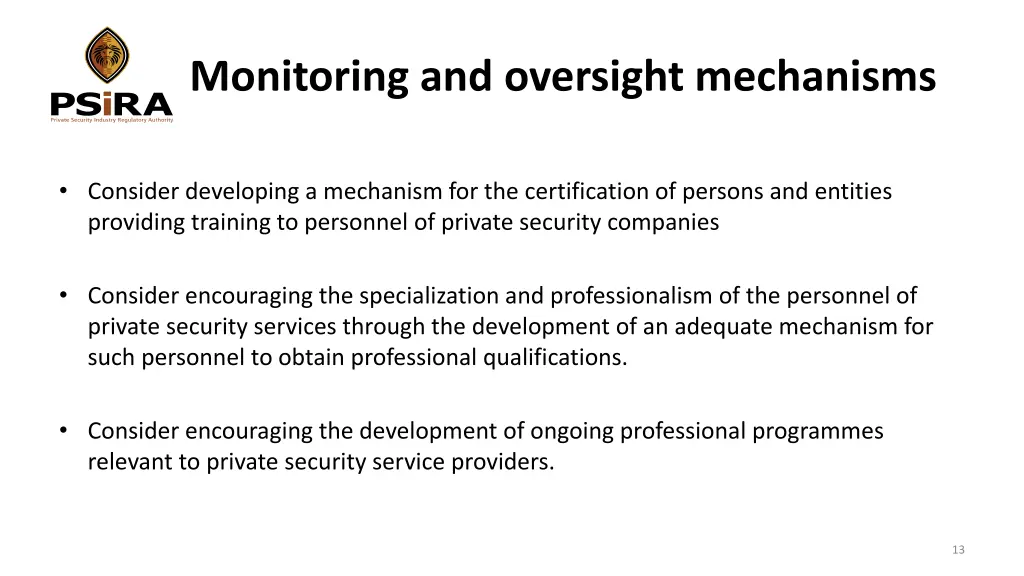 monitoring and oversight mechanisms 2