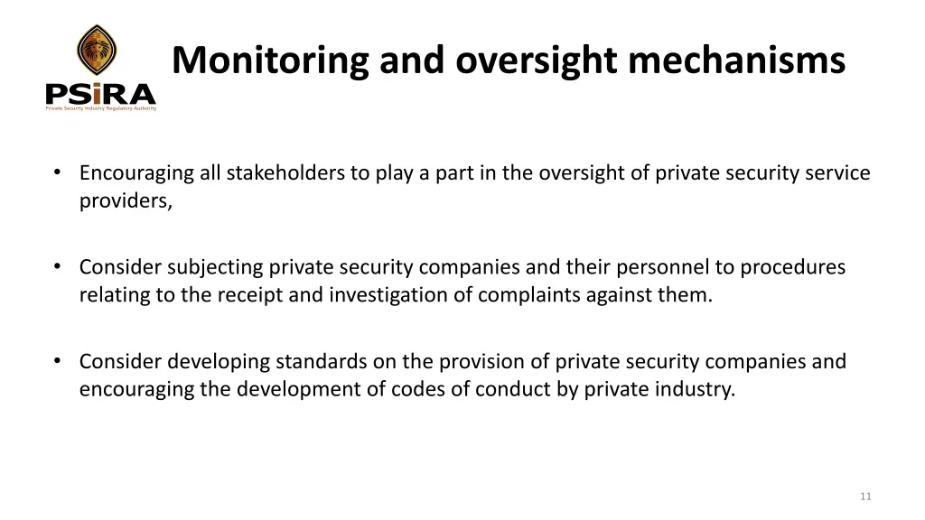 monitoring and oversight mechanisms