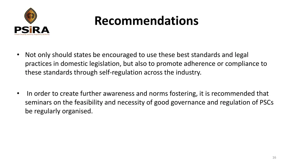 recommendations 1