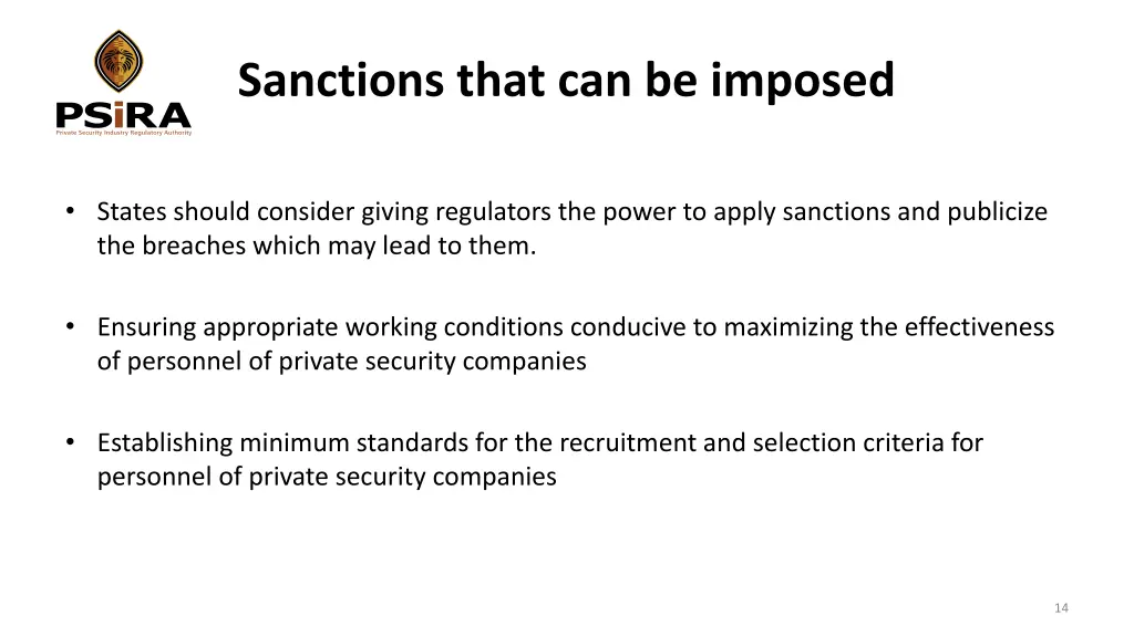 sanctions that can be imposed