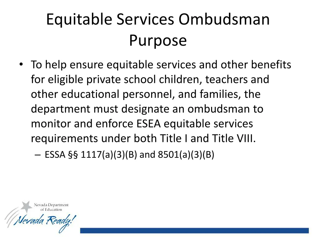 equitable services ombudsman purpose