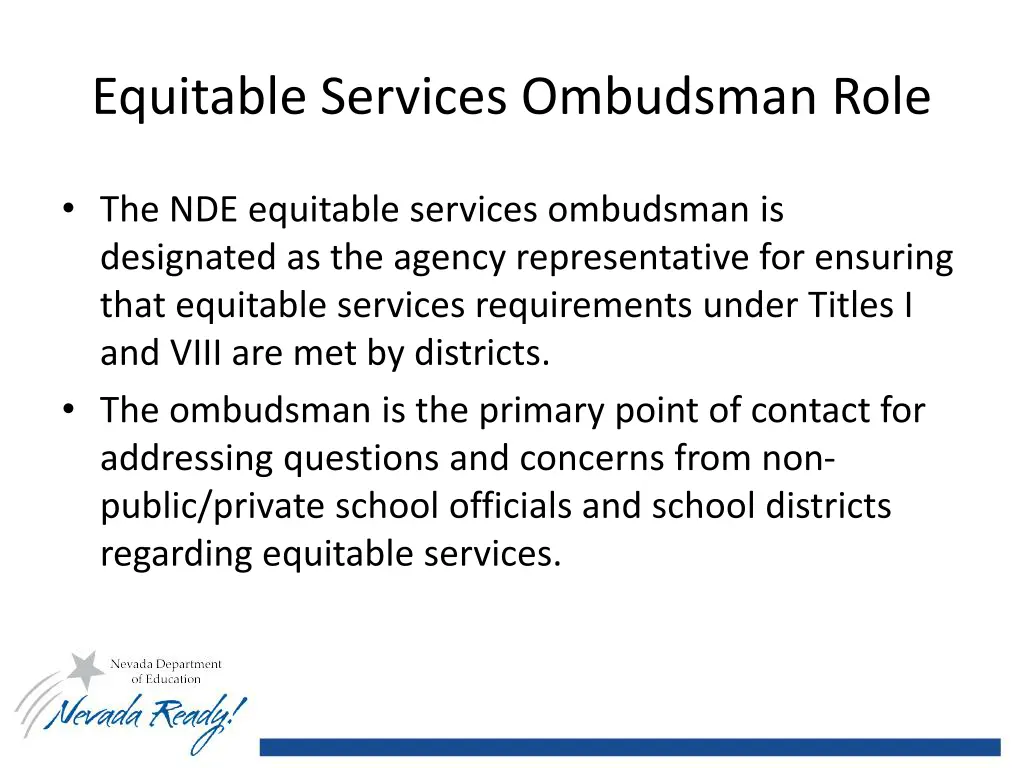 equitable services ombudsman role