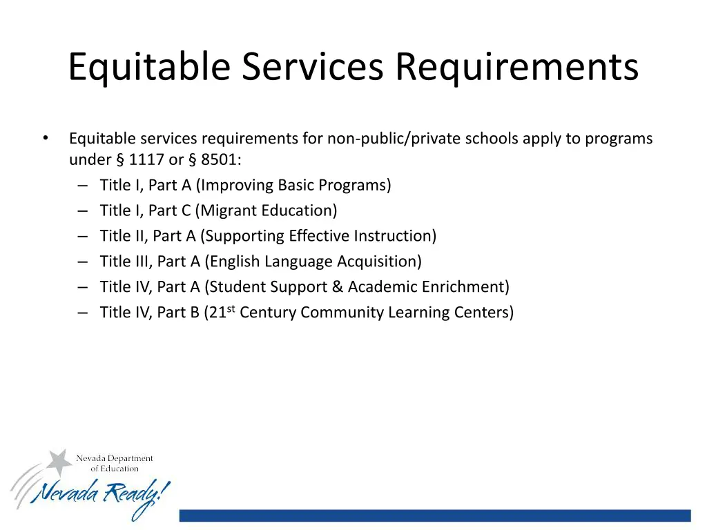 equitable services requirements