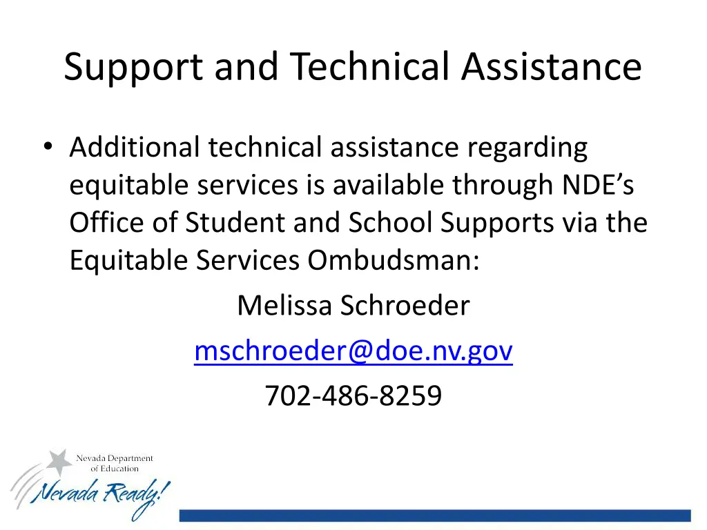 support and technical assistance