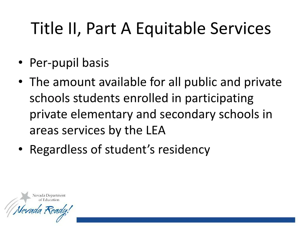 title ii part a equitable services