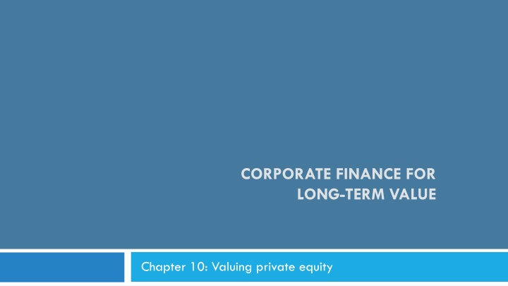 corporate finance for long term value