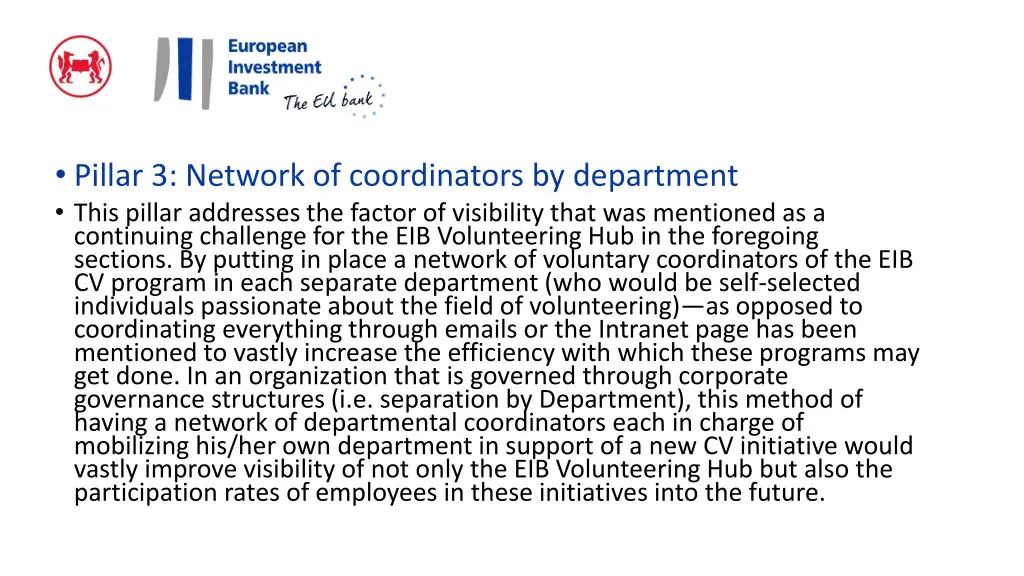 pillar 3 network of coordinators by department