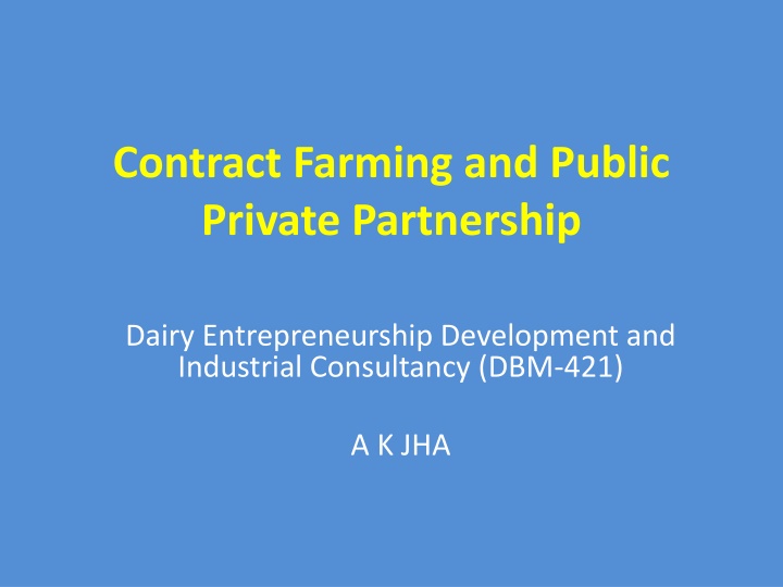 contract farming and public private partnership