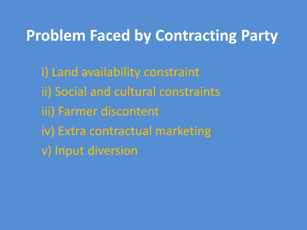 problem faced by contracting party