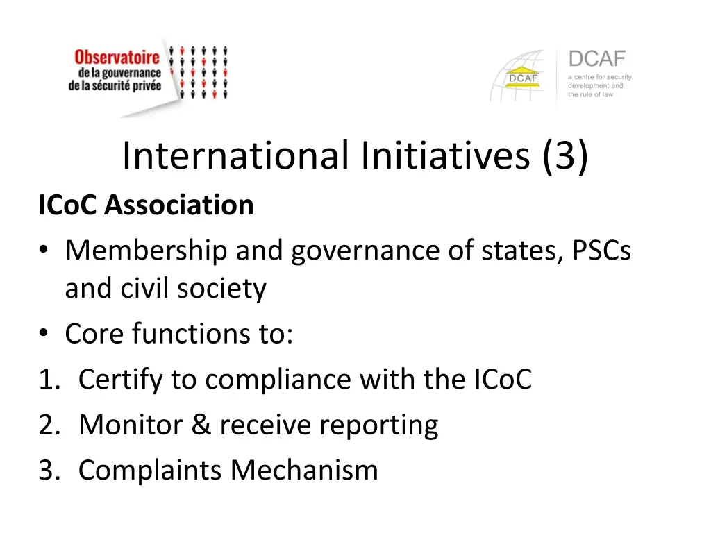 international initiatives 3 icoc association