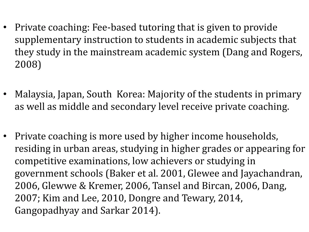 private coaching fee based tutoring that is given